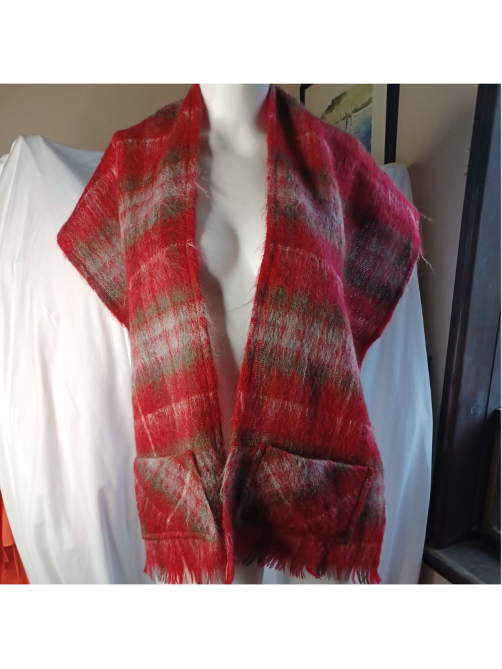 BEN NEVIS Scotland Plaid Rectangle Scarf Women Mohair/wool Blend fringed